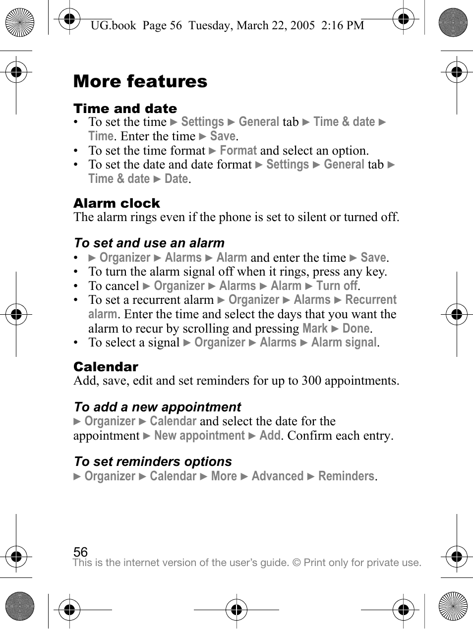 More features | Sony Ericsson K300a User Manual | Page 58 / 85