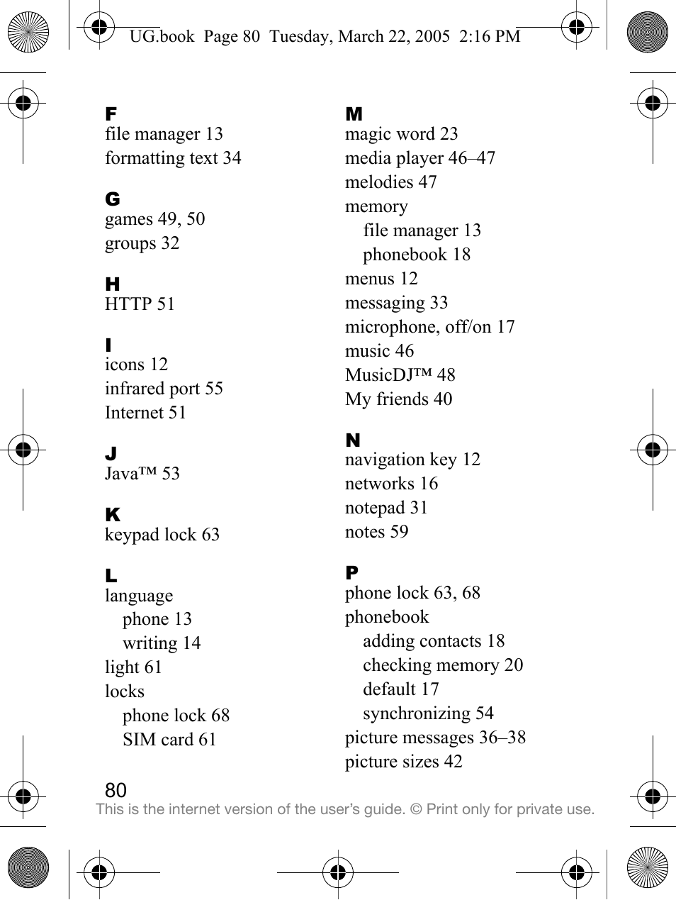 Sony Ericsson K300a User Manual | Page 82 / 85