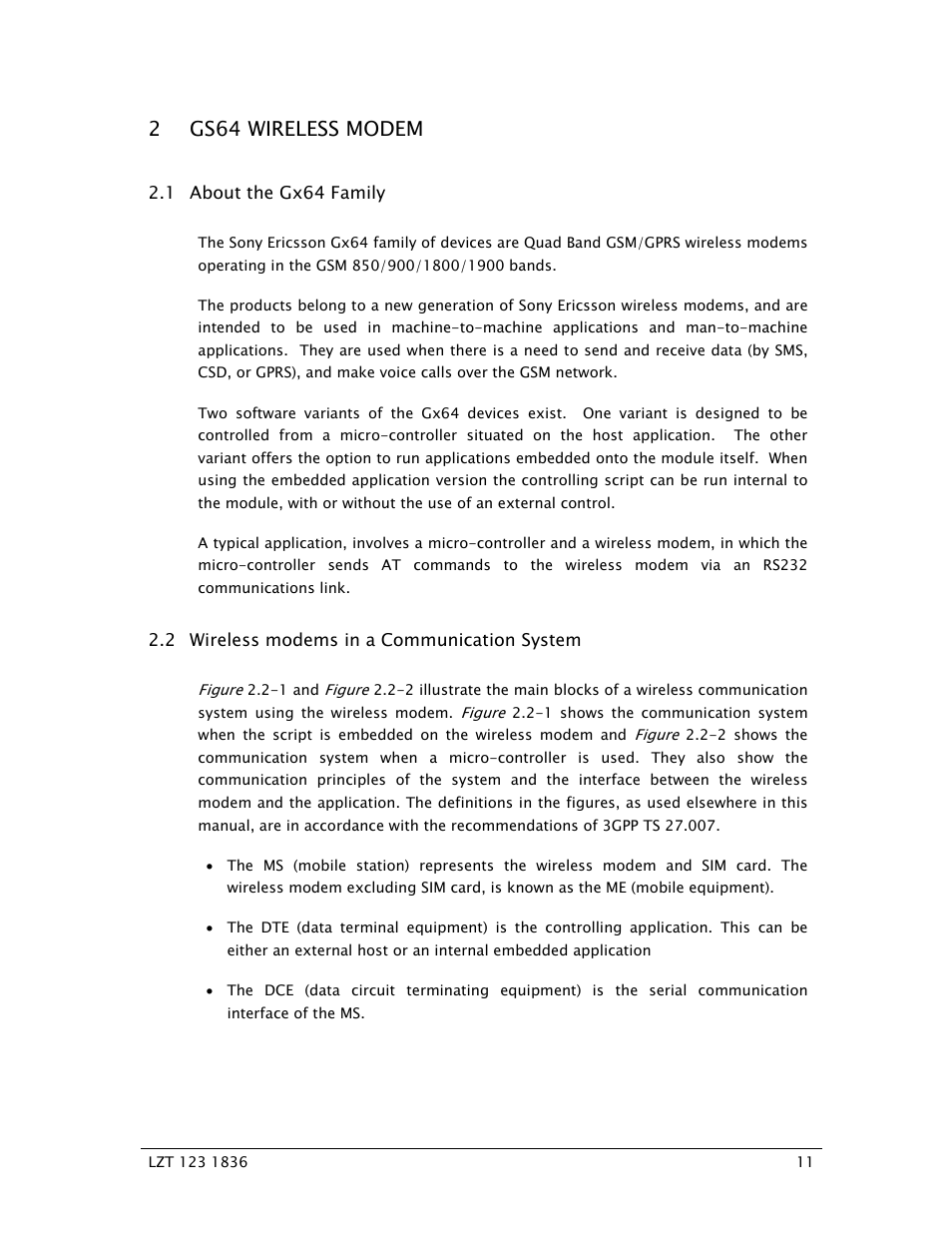 2 gs64 wireless modem | Sony Ericsson GS64 User Manual | Page 11 / 92