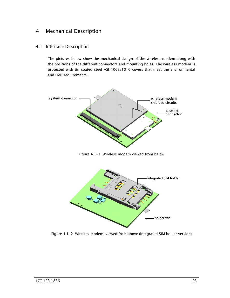 4 mechanical description, 1 interface description | Sony Ericsson GS64 User Manual | Page 23 / 92