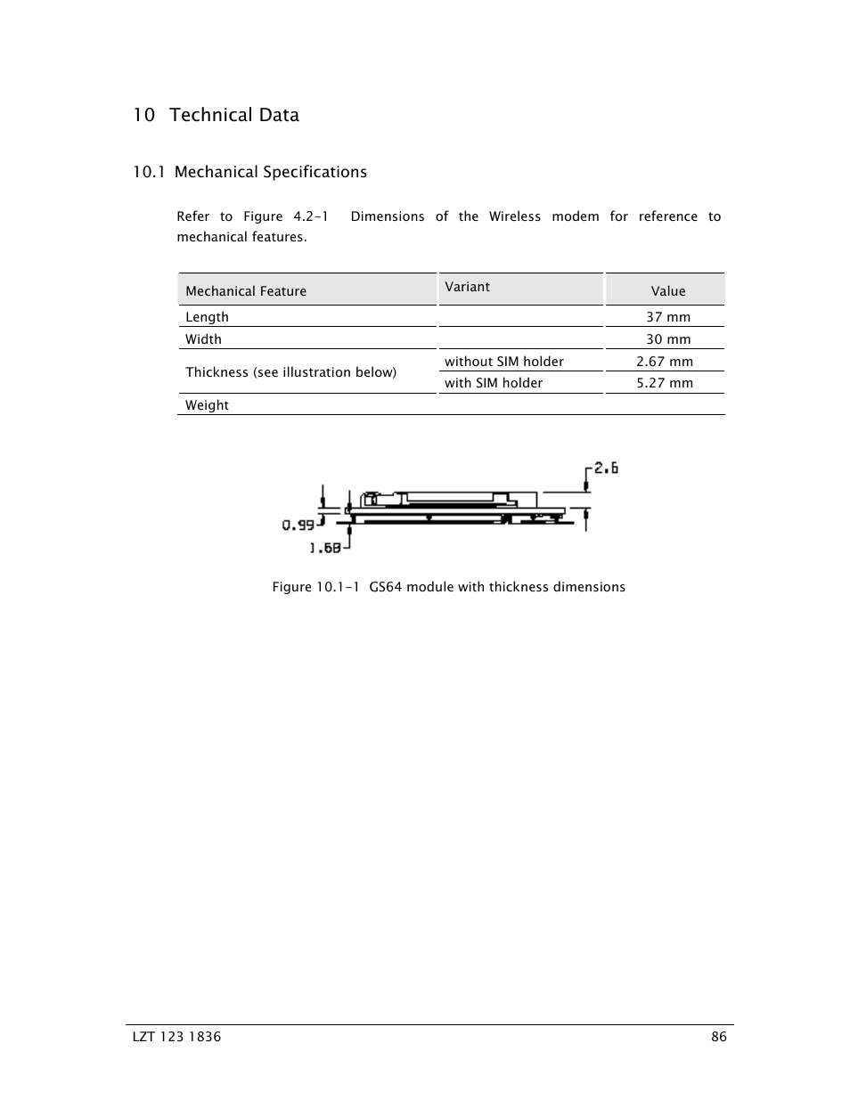 10 technical data | Sony Ericsson GS64 User Manual | Page 86 / 92