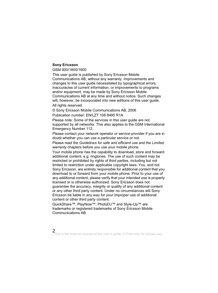 Sony Ericsson k310c User Manual | Page 3 / 90
