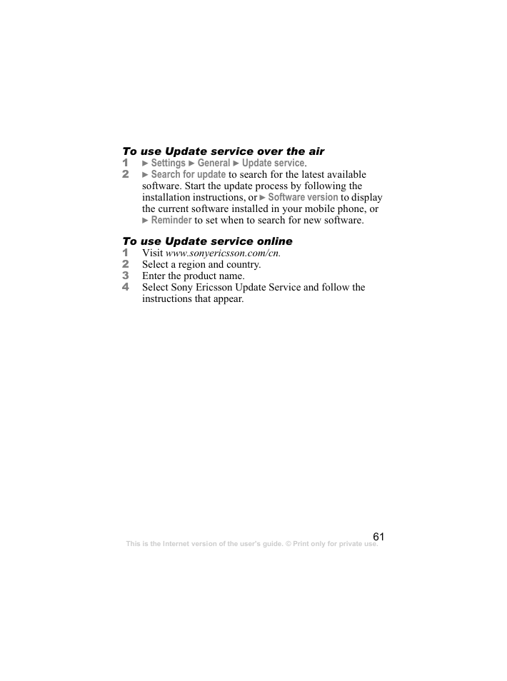 Sony Ericsson k310c User Manual | Page 62 / 90