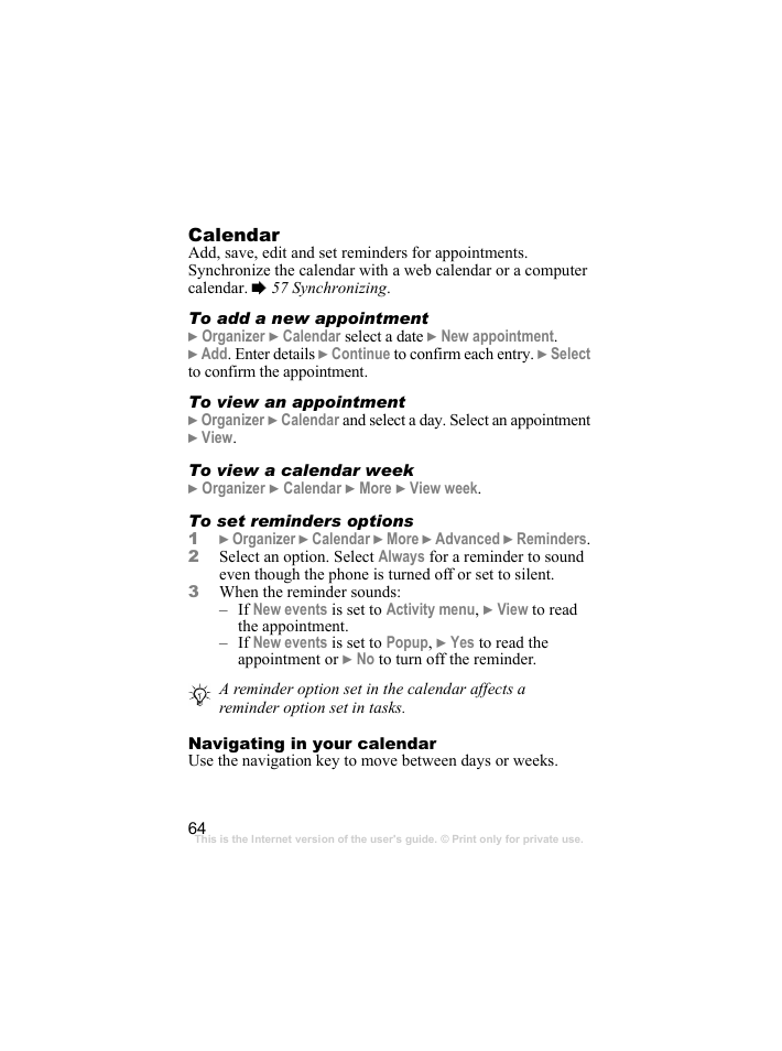 Sony Ericsson k310c User Manual | Page 65 / 90