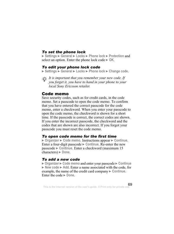 Sony Ericsson k310c User Manual | Page 70 / 90