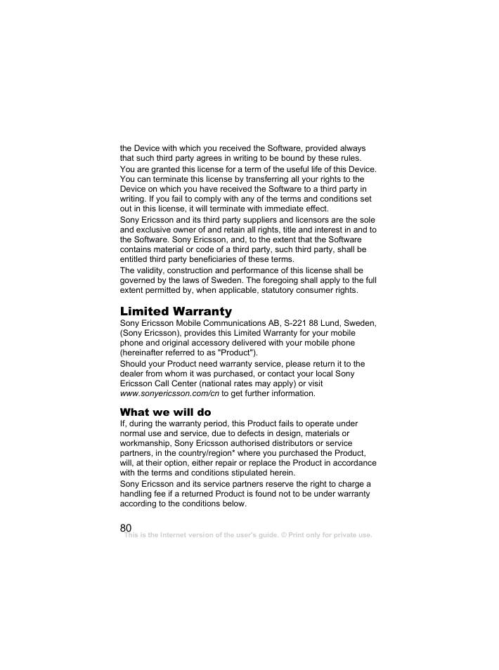 Sony Ericsson k310c User Manual | Page 81 / 90