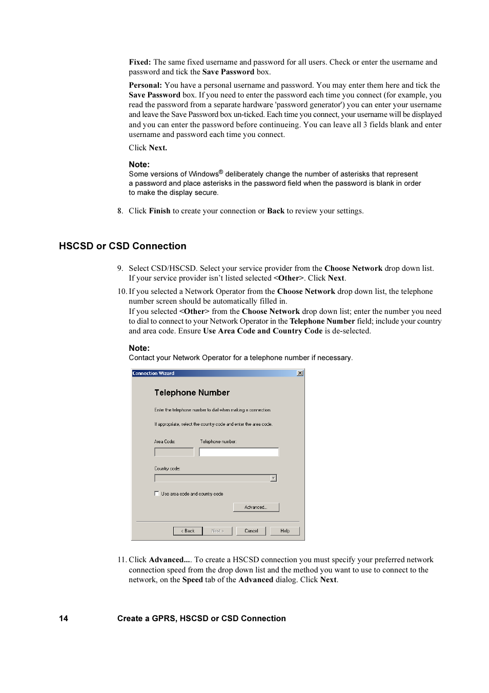 Hscsd or csd connection | Sony Ericsson GC79 User Manual | Page 14 / 93