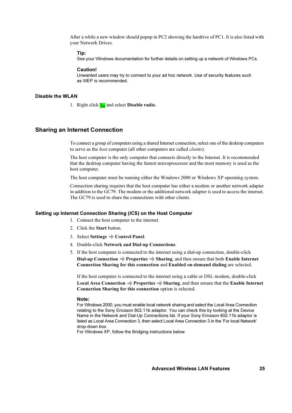 Sharing an internet connection | Sony Ericsson GC79 User Manual | Page 25 / 93