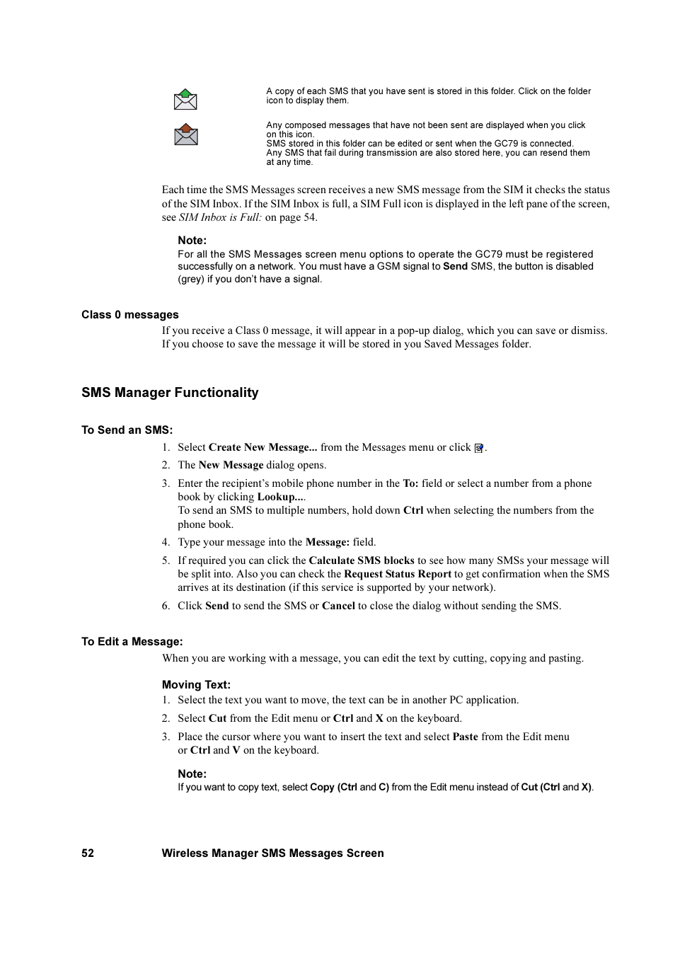 Sms manager functionality | Sony Ericsson GC79 User Manual | Page 52 / 93