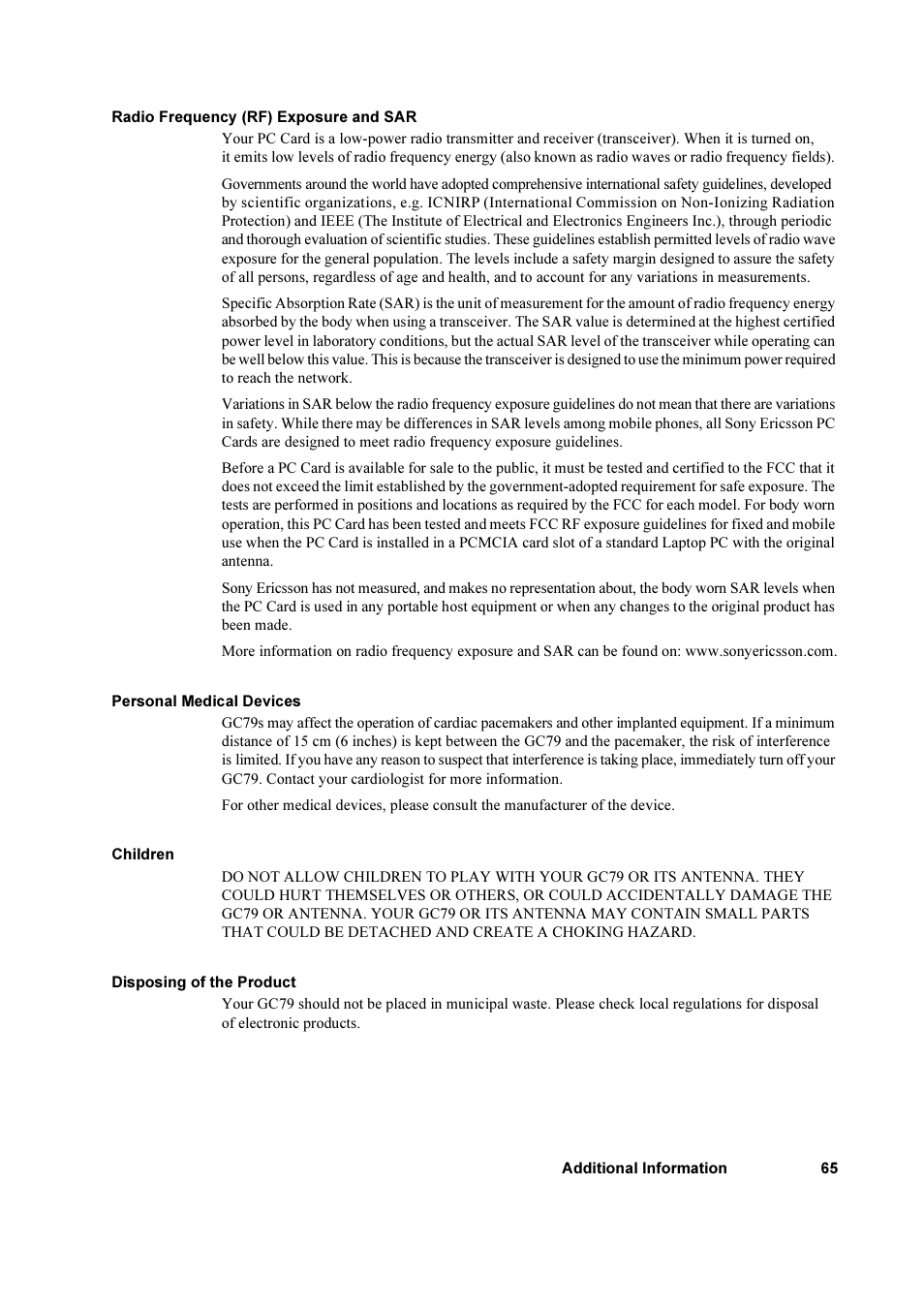 Sony Ericsson GC79 User Manual | Page 65 / 93