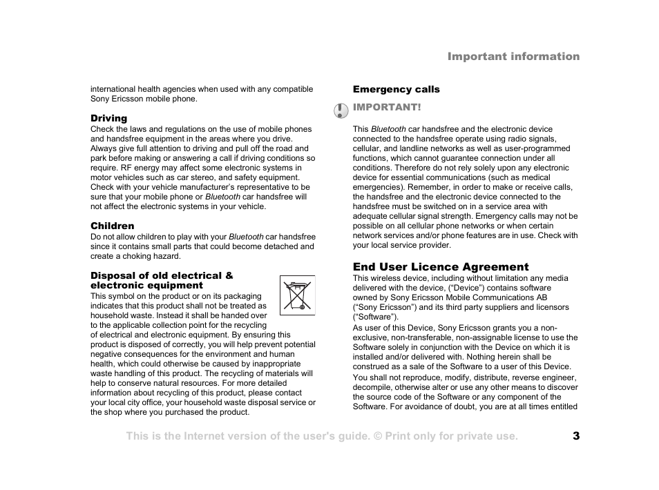 Sony Ericsson HCB-700 User Manual | Page 3 / 81