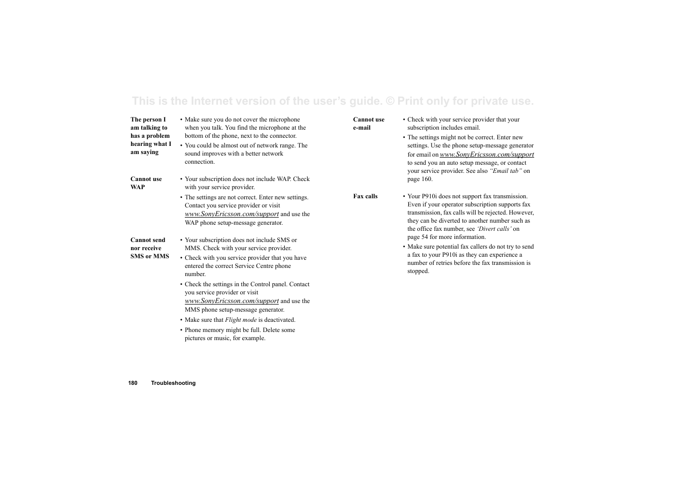 Sony Ericsson P910i User Manual | Page 180 / 204