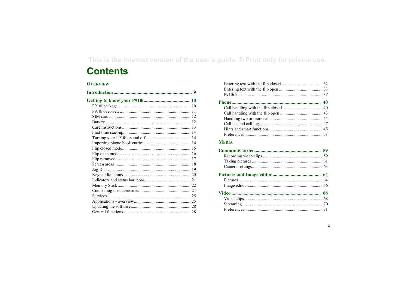 Sony Ericsson P910i User Manual | Page 3 / 204