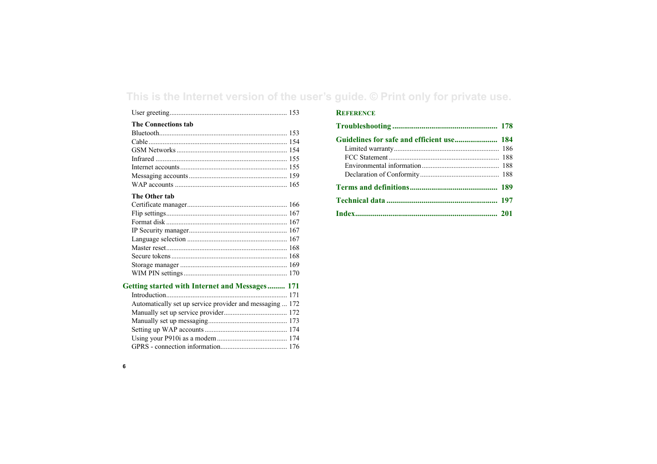 Sony Ericsson P910i User Manual | Page 6 / 204