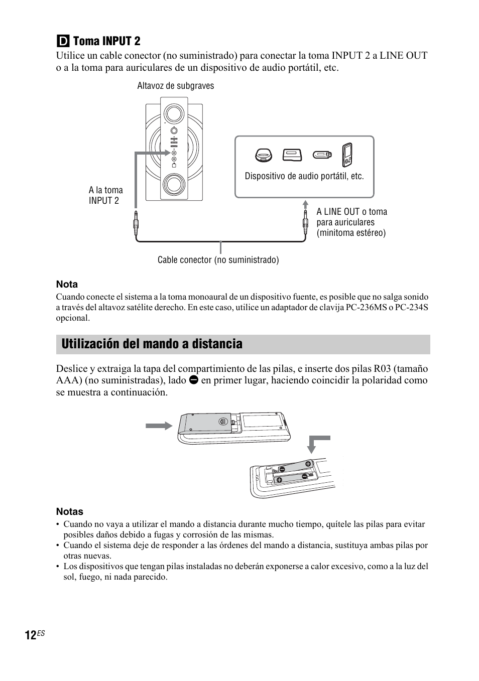 Utilización del mando a distancia, D toma input 2 | Sony SRS-DB500 User Manual | Page 30 / 60