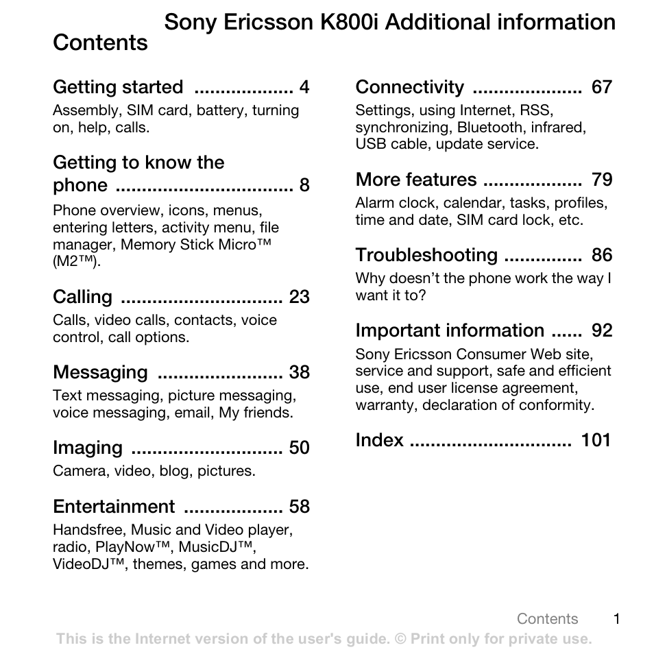 Sony Ericsson K800i User Manual | 105 pages