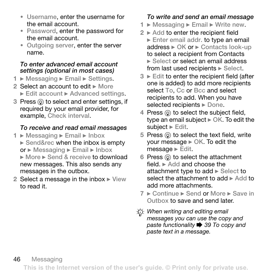 Sony Ericsson K800i User Manual | Page 46 / 105