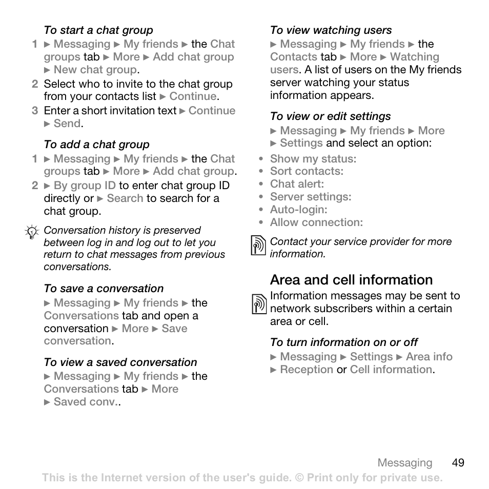 Sony Ericsson K800i User Manual | Page 49 / 105