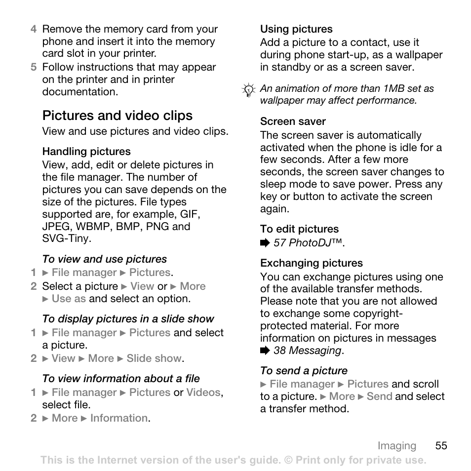 Sony Ericsson K800i User Manual | Page 55 / 105