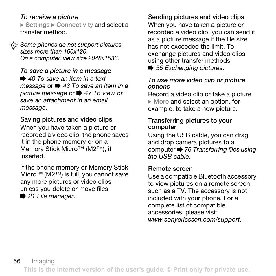 Sony Ericsson K800i User Manual | Page 56 / 105