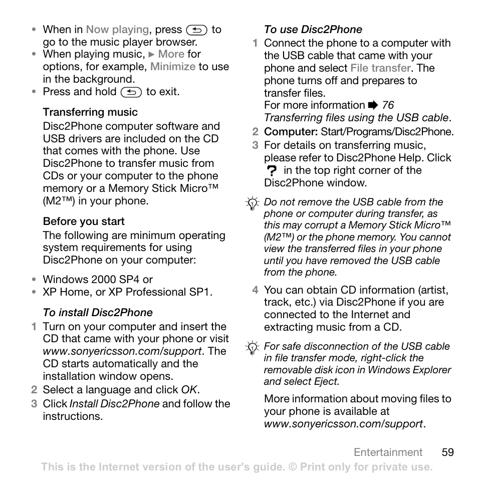 Sony Ericsson K800i User Manual | Page 59 / 105