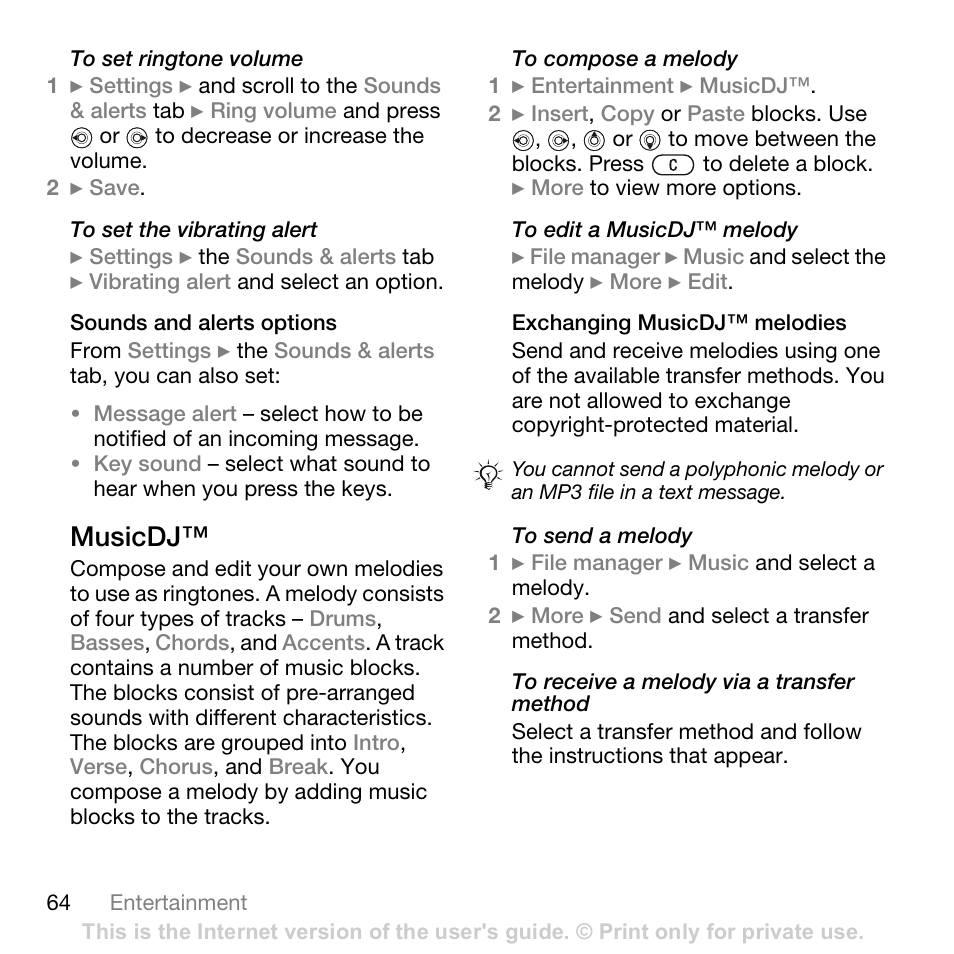 Sony Ericsson K800i User Manual | Page 64 / 105