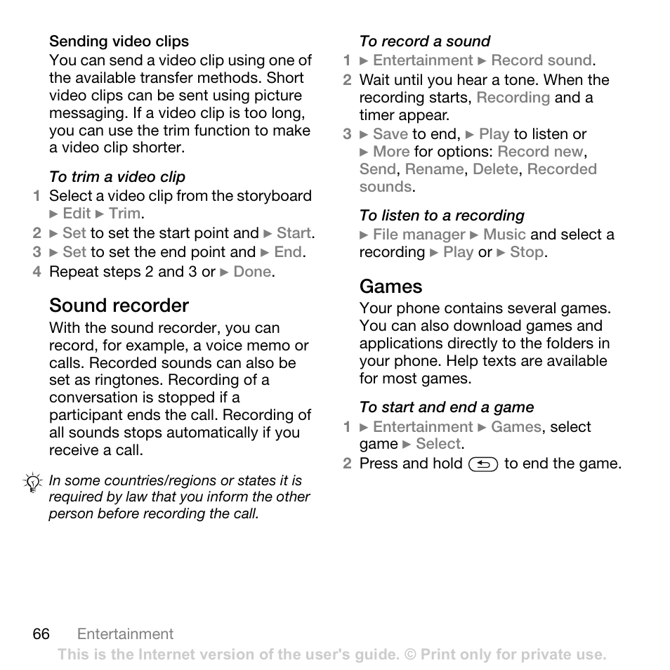 Sony Ericsson K800i User Manual | Page 66 / 105