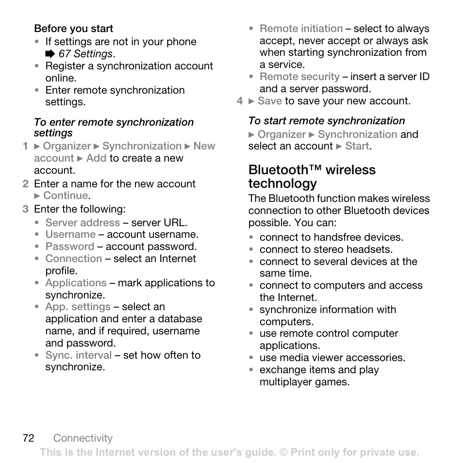 Sony Ericsson K800i User Manual | Page 72 / 105