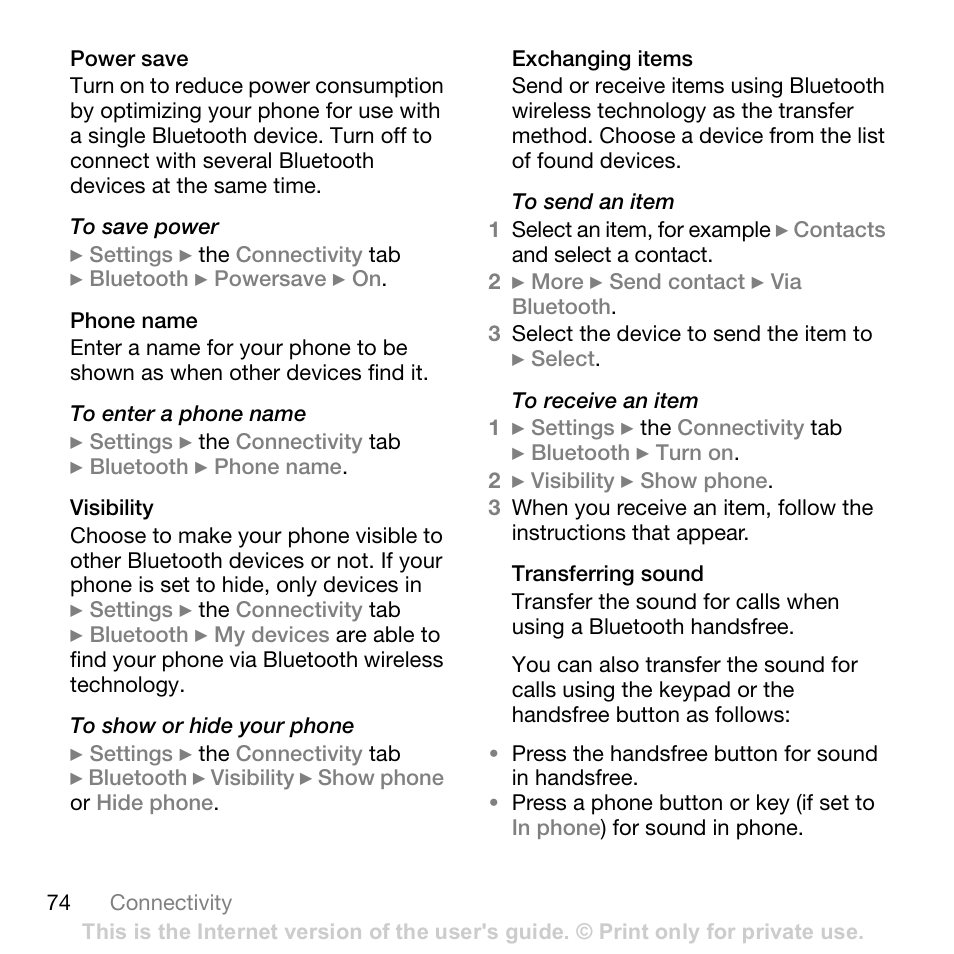 Sony Ericsson K800i User Manual | Page 74 / 105