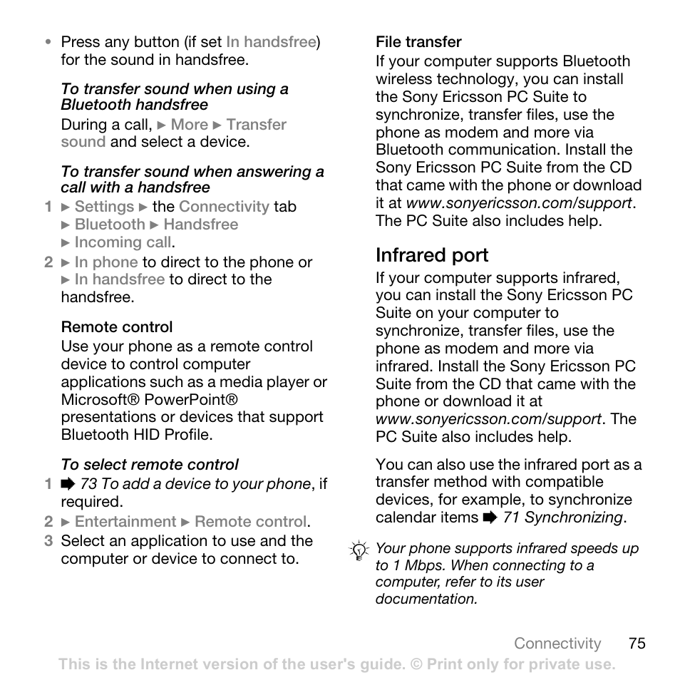 Sony Ericsson K800i User Manual | Page 75 / 105