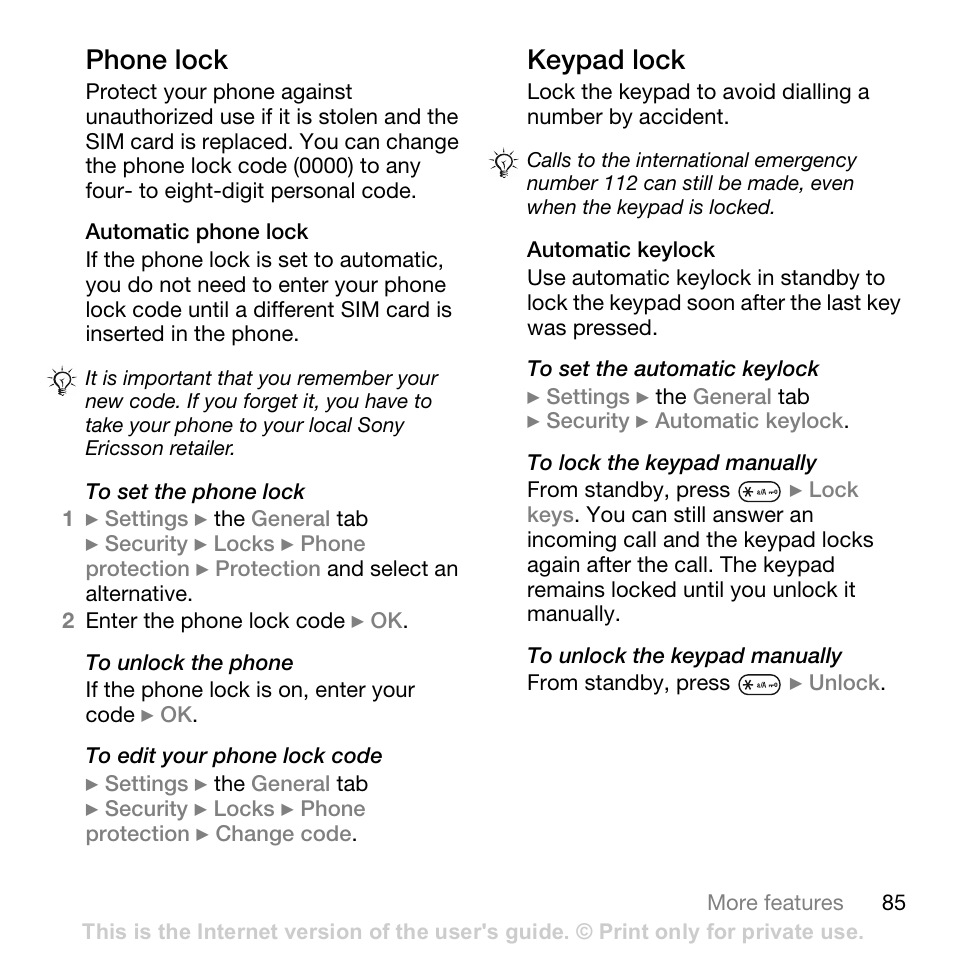 Sony Ericsson K800i User Manual | Page 85 / 105