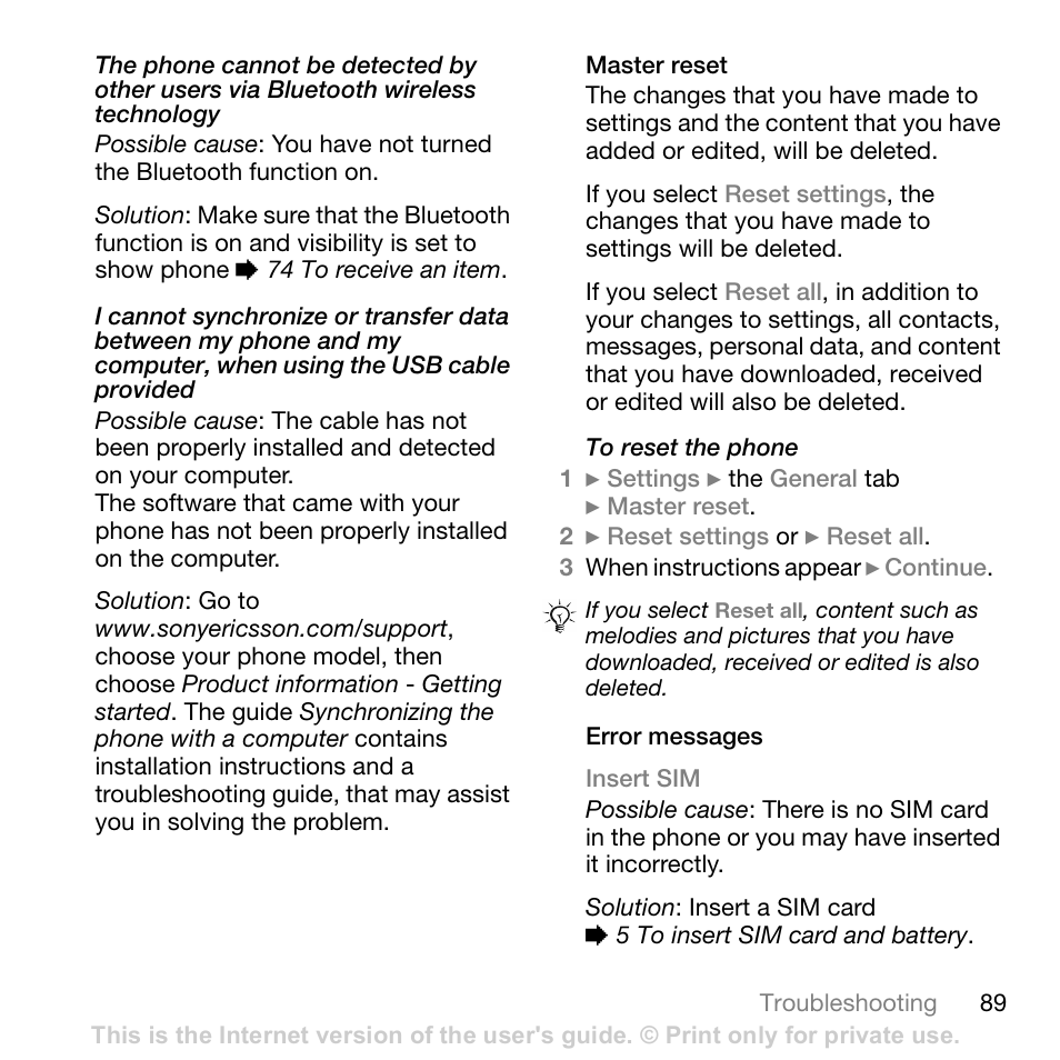 Sony Ericsson K800i User Manual | Page 89 / 105