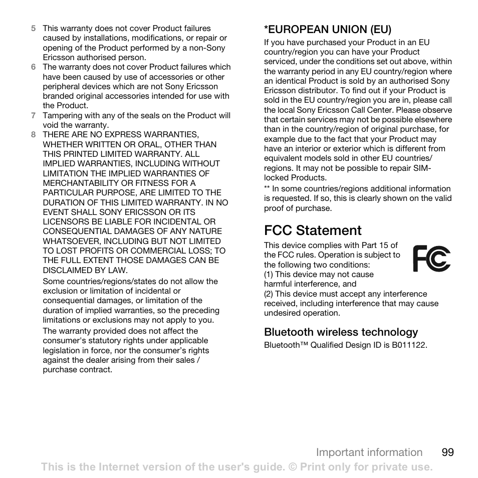 Sony Ericsson K800i User Manual | Page 99 / 105