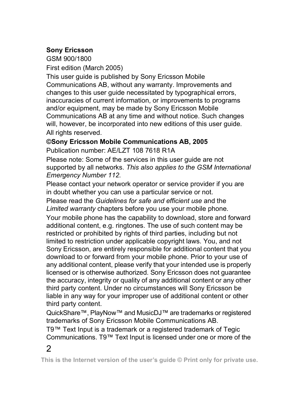 Sony Ericsson J300i User Manual | Page 3 / 81