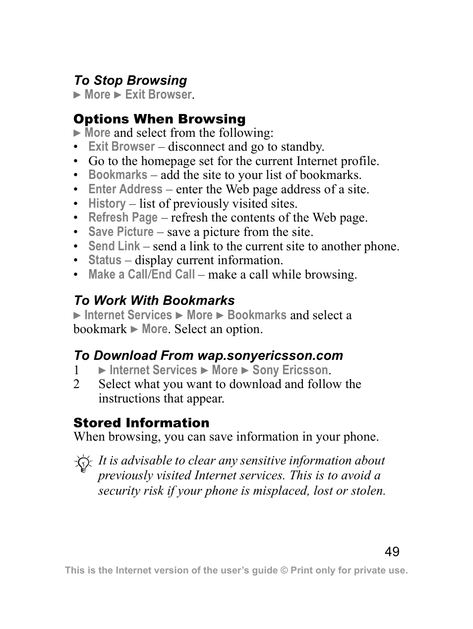 Sony Ericsson J300i User Manual | Page 50 / 81