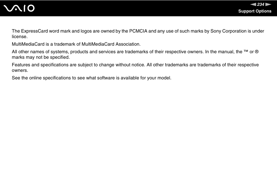 Sony Ericsson VGN-SZ700 User Manual | Page 234 / 235