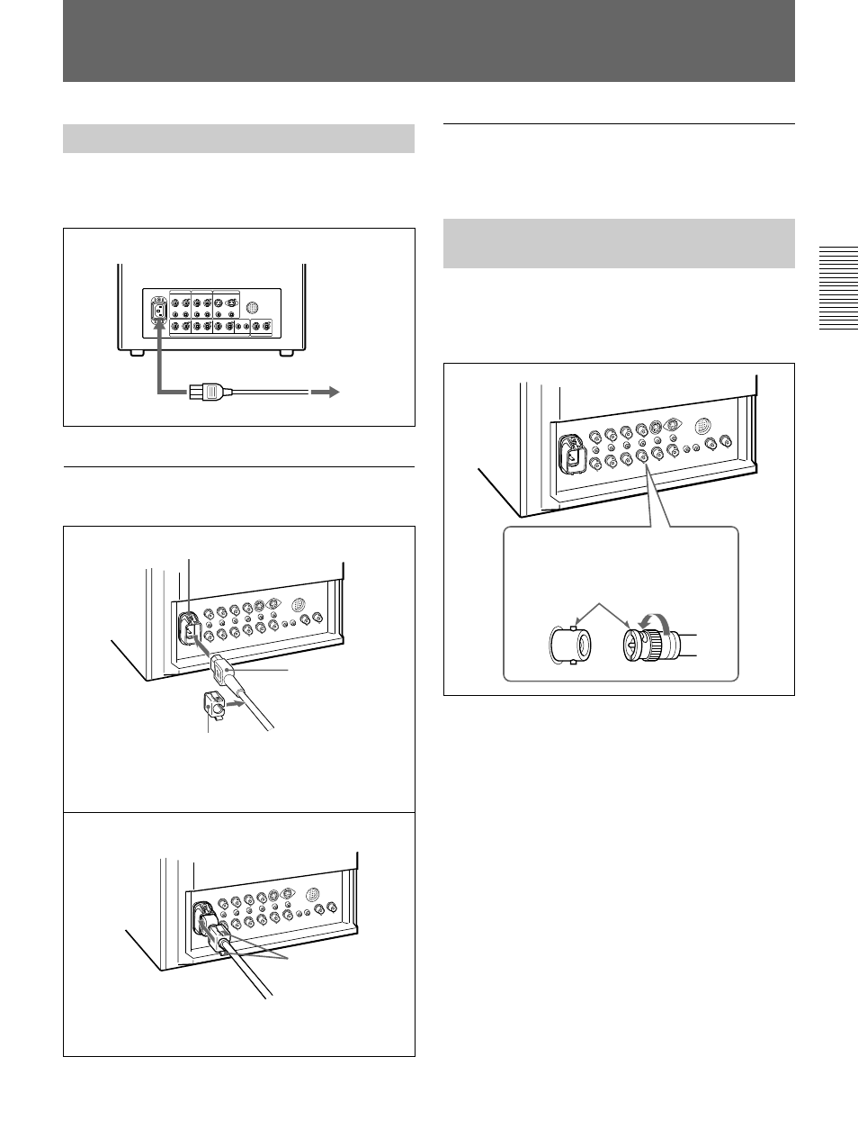 Connexions, Branchement du c叡le dﾕalimentation, Branchement dﾕun c叡le ・connecteur bnc | Branchement du câble d’alimentation, Branchement d’un câble à connecteur bnc | Sony Ericsson PVM-20M4A User Manual | Page 33 / 56