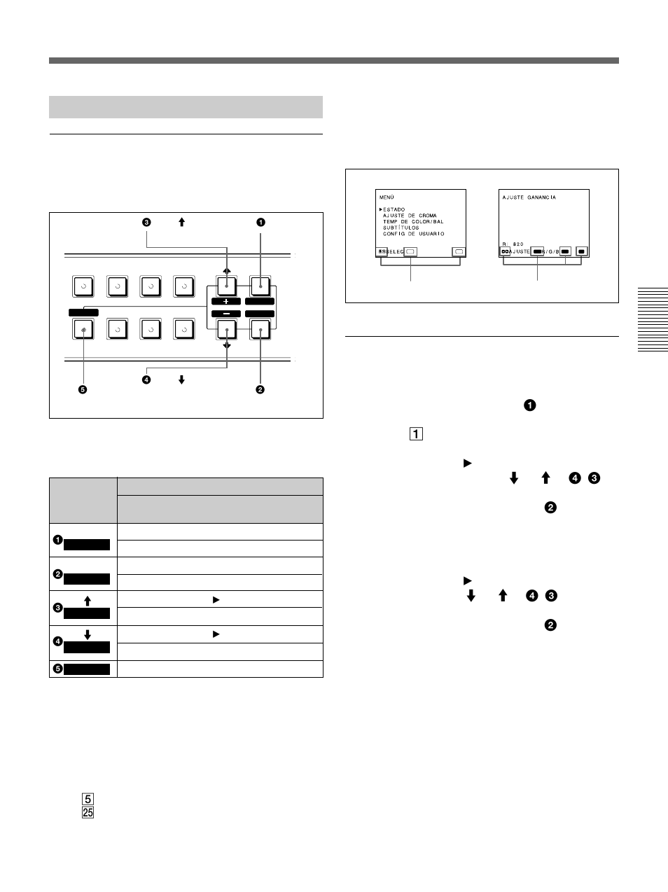 Funcionamiento con men徭 en pantalla, Funcionamiento con menús en pantalla, Procedimientos | Teclas de control de menús | Sony Ericsson PVM-20M4A User Manual | Page 47 / 56