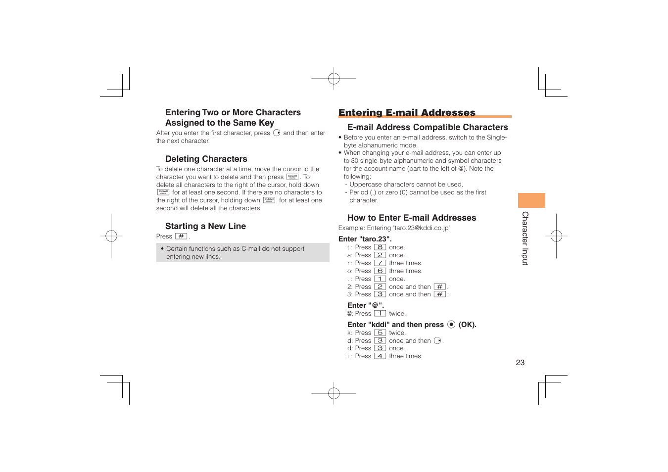 Entering e-mail addresses | Sony Ericsson IIDA G11 User Manual | Page 25 / 62