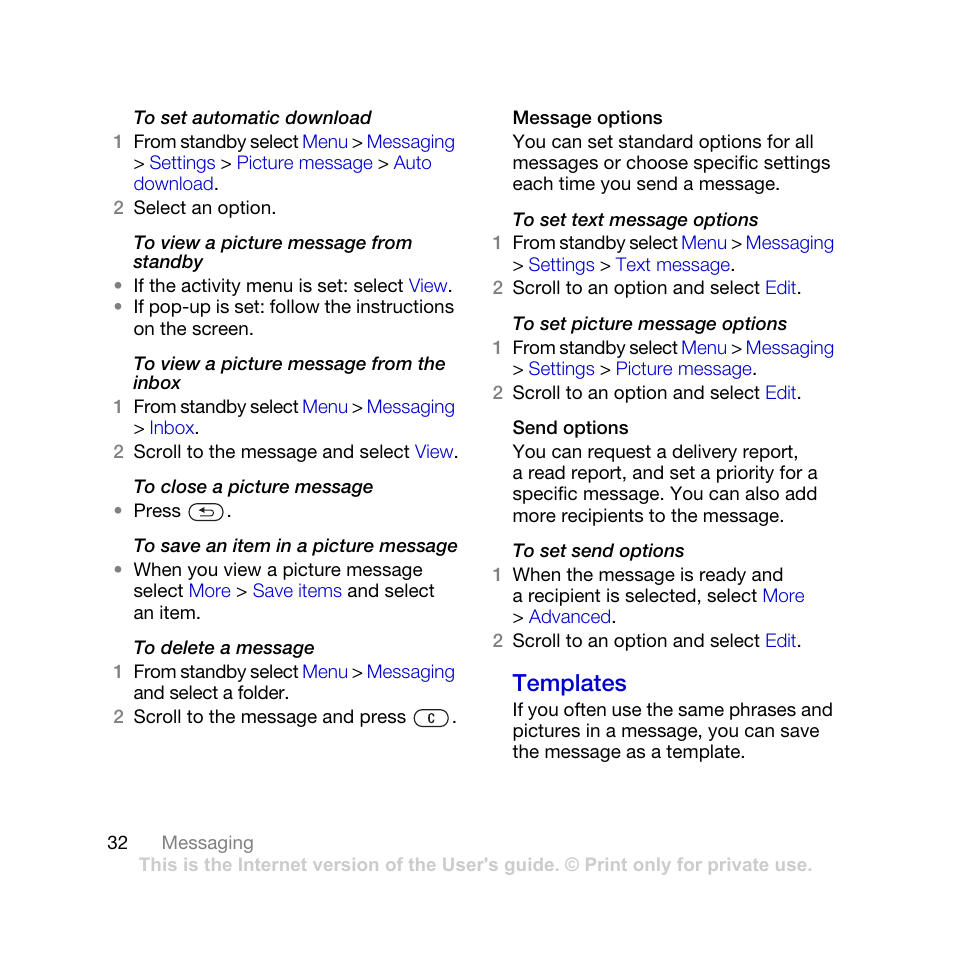 Templates | Sony Ericsson K770i User Manual | Page 34 / 84