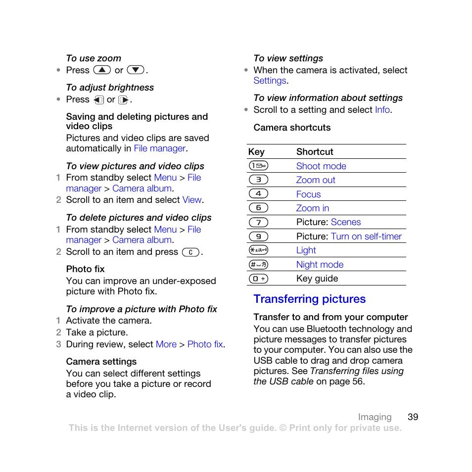 Transferring pictures | Sony Ericsson K770i User Manual | Page 41 / 84