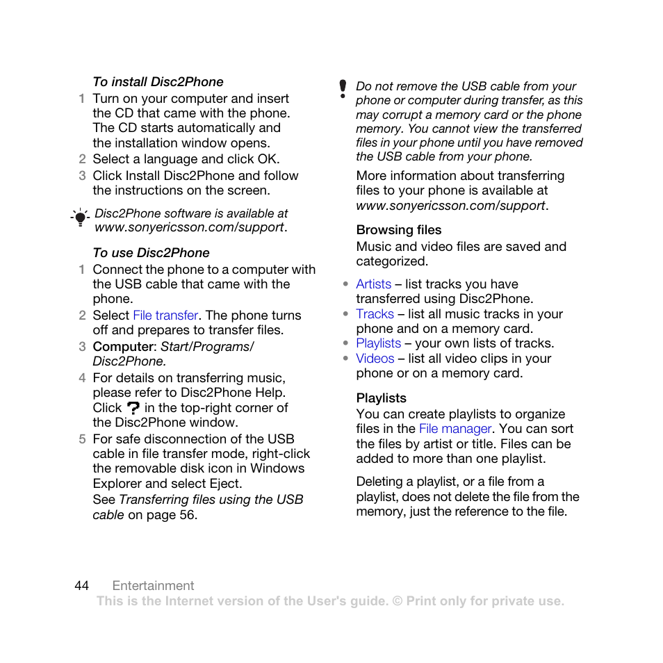 Sony Ericsson K770i User Manual | Page 46 / 84