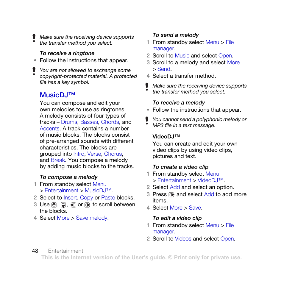 Musicdj | Sony Ericsson K770i User Manual | Page 50 / 84