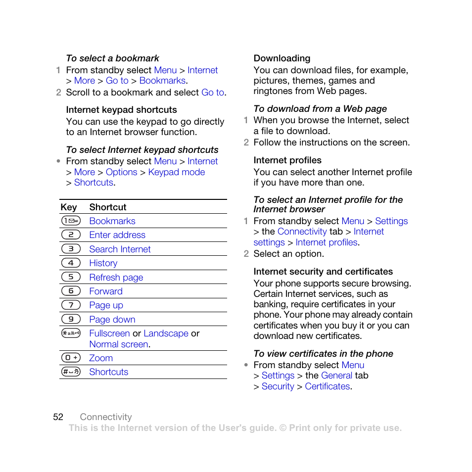 Sony Ericsson K770i User Manual | Page 54 / 84