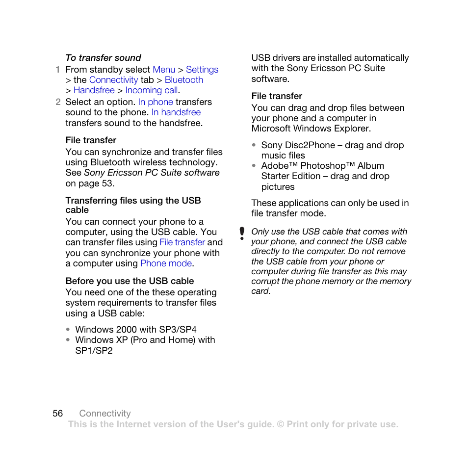 Sony Ericsson K770i User Manual | Page 58 / 84