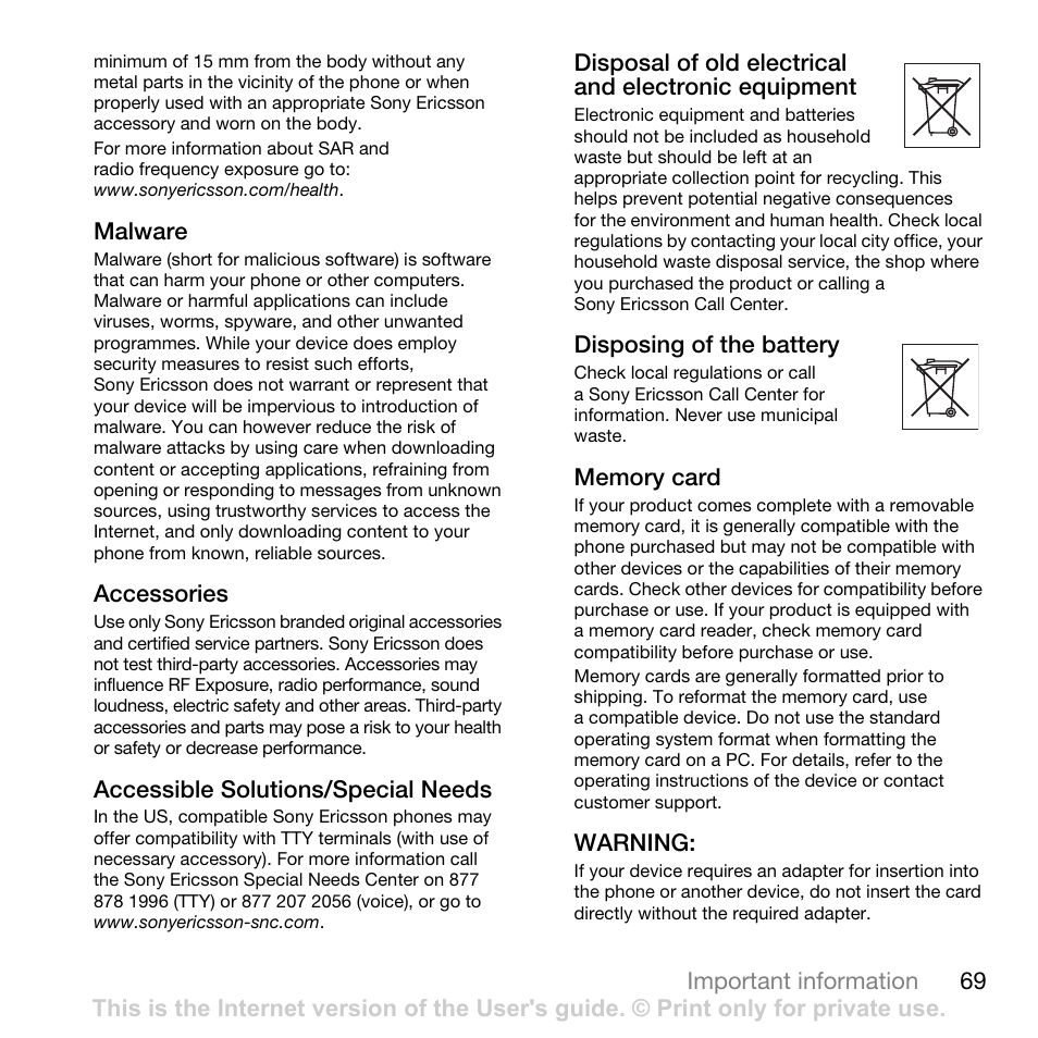 Sony Ericsson W760i User Manual | Page 71 / 79