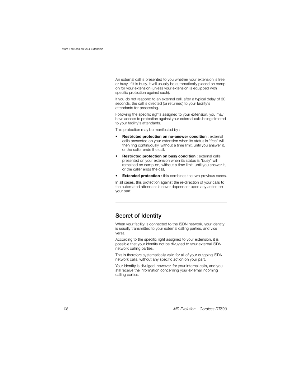 Secret of identity | Sony Ericsson Cordless DT590 User Manual | Page 108 / 164