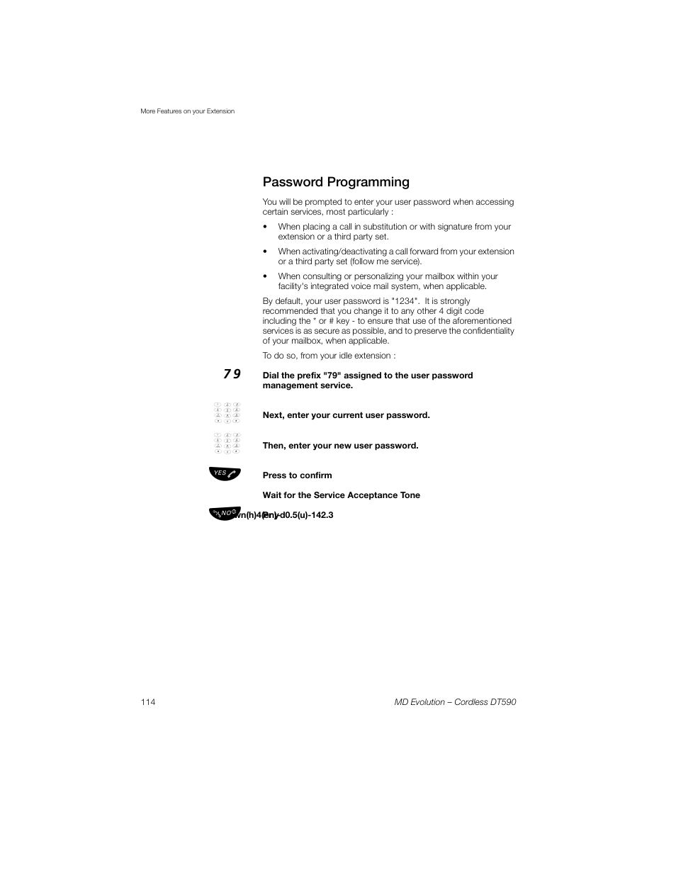 Password programming, Password, Programming | Sony Ericsson Cordless DT590 User Manual | Page 114 / 164