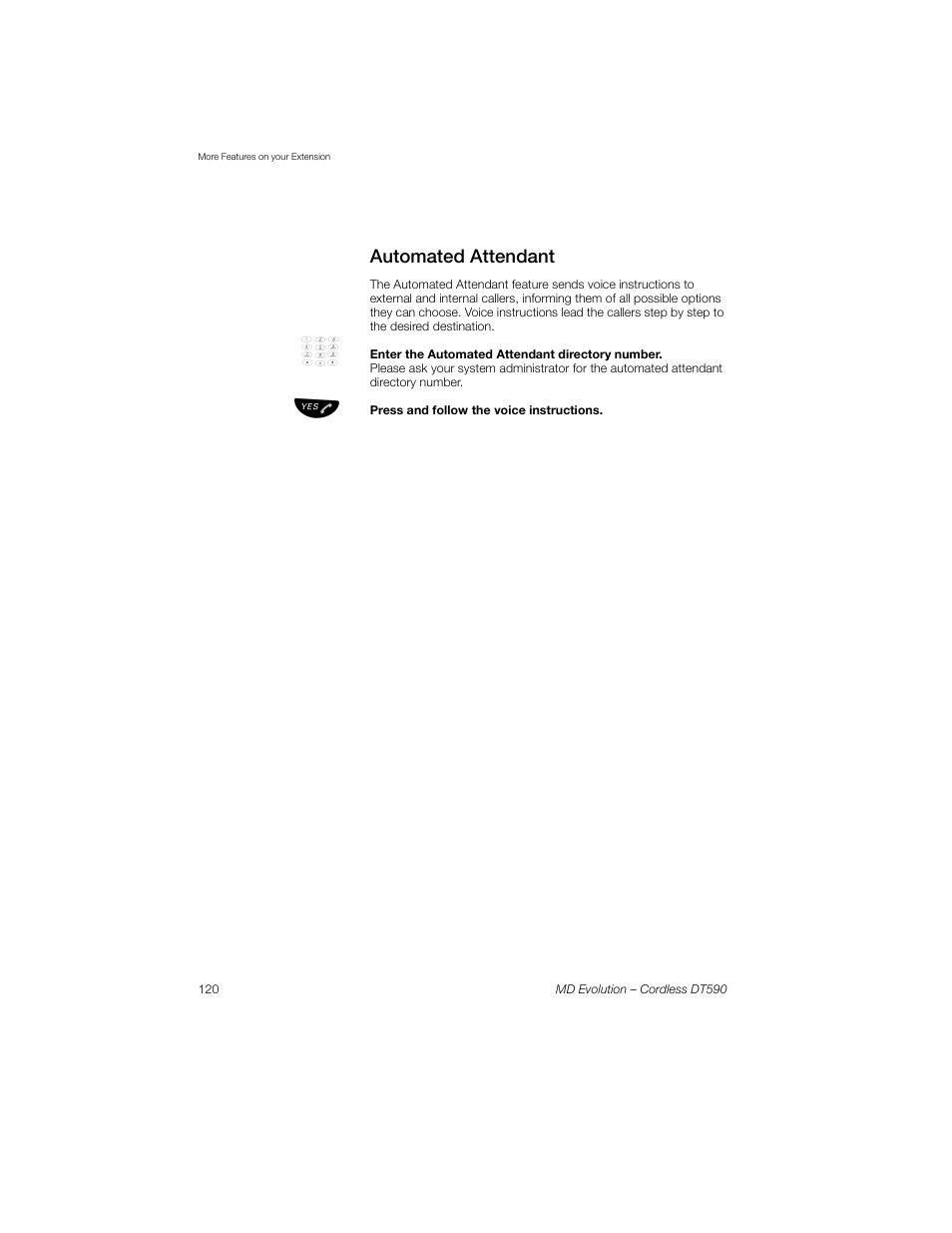 Automated attendant | Sony Ericsson Cordless DT590 User Manual | Page 120 / 164