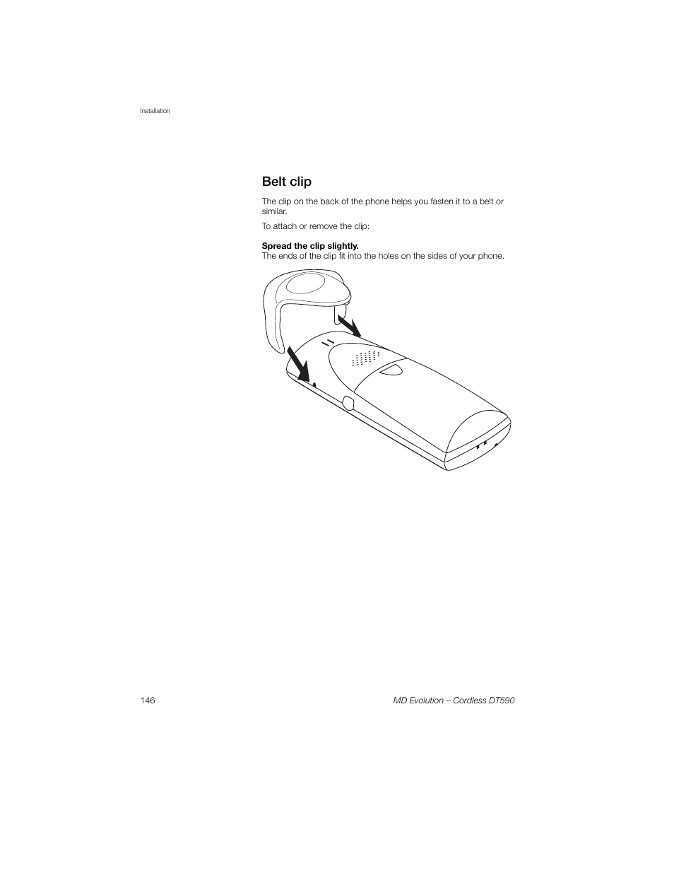 Belt clip | Sony Ericsson Cordless DT590 User Manual | Page 146 / 164